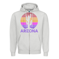 Dove Grey arizona   vintage retro cactus souvenir gift t shirt Zipper Hoodie - linhVisuals