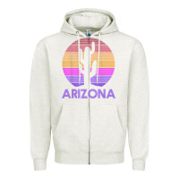 Oatmeal Heather arizona   vintage retro cactus souvenir gift t shirt Zipper Hoodie - linhVisuals