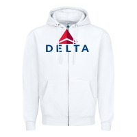 White DELTA Zipper Hoodie - linhVisuals