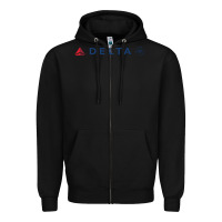 Black DELTA SKY TEAM Zipper Hoodie - linhVisuals