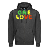 Charcoal Heather reggae colors t  shirtone love reggae lovers pattern t  shirt Zipper Hoodie - linhVisuals