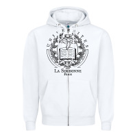White universite paris la sorbonne Zipper Hoodie - linhVisuals