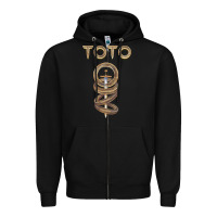 Black TOTO ROCK Zipper Hoodie - linhVisuals