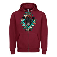 Burgundy black angus cowhide aztec Zipper Hoodie - JahusDesignShop