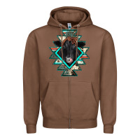Chestnut black angus cowhide aztec Zipper Hoodie - JahusDesignShop