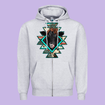 Black Angus Cowhide Aztec Zipper Hoodie Designed By Jahusdesignshop