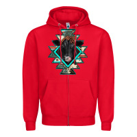 Red black angus cowhide aztec Zipper Hoodie - JahusDesignShop