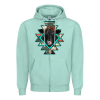 Seafoam black angus cowhide aztec Zipper Hoodie - JahusDesignShop