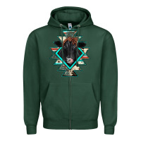 Sports Green black angus cowhide aztec Zipper Hoodie - JahusDesignShop