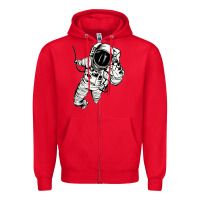 Red astronaut in the space Zipper Hoodie - linhVisuals