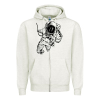 Oatmeal Heather astronaut in the space Zipper Hoodie - linhVisuals