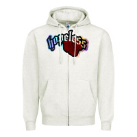 Oatmeal Heather holographic halsey hopeless fountai Zipper Hoodie - linhVisuals