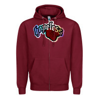 Burgundy holographic halsey hopeless fountai Zipper Hoodie - linhVisuals