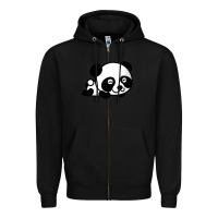Black baby panda bear Zipper Hoodie - linhVisuals