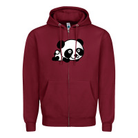 Burgundy baby panda bear Zipper Hoodie - linhVisuals
