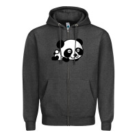 Charcoal Heather baby panda bear Zipper Hoodie - linhVisuals