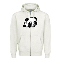 Oatmeal Heather baby panda bear Zipper Hoodie - linhVisuals