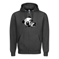 Charcoal Heather baby panda bear Zipper Hoodie - linhVisuals