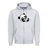 Heather Grey baby panda bear Zipper Hoodie - linhVisuals
