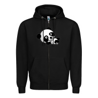 Black baby panda bear Zipper Hoodie - linhVisuals