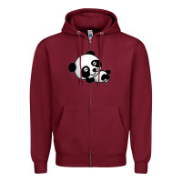 Burgundy baby panda bear Zipper Hoodie - linhVisuals