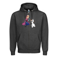 Charcoal Heather olaf and  elsa Zipper Hoodie - linhVisuals