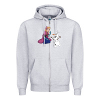 Heather Grey olaf and  elsa Zipper Hoodie - linhVisuals