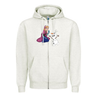 Oatmeal Heather olaf and  elsa Zipper Hoodie - linhVisuals