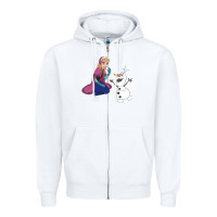 White olaf and  elsa Zipper Hoodie - linhVisuals