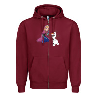 Burgundy olaf and  elsa Zipper Hoodie - linhVisuals