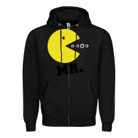 Black Mr Pacman Zipper Hoodie - linhVisuals