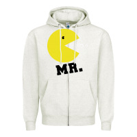 Oatmeal Heather Mr Pacman Zipper Hoodie - linhVisuals