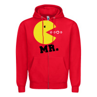 Red Mr Pacman Zipper Hoodie - linhVisuals