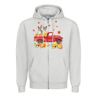 Dove Grey basenji pumpkin truck fall leaf thanksgiving halloween Zipper Hoodie - linhVisuals