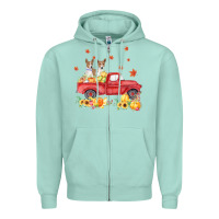 Seafoam basenji pumpkin truck fall leaf thanksgiving halloween Zipper Hoodie - linhVisuals
