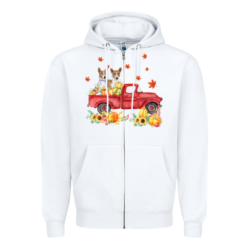 Basenji Pumpkin Truck Fall Leaf Thanksgiving Halloween Zipper Hoodie by linhVisuals | Teevron