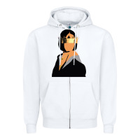 White rihanna artwork Zipper Hoodie - linhVisuals