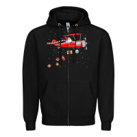 Black christmas santa claus pilot flying airplane gift tee Zipper Hoodie - linhVisuals