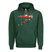 Sports Green christmas santa claus pilot flying airplane gift tee Zipper Hoodie - linhVisuals