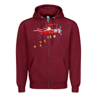 Burgundy christmas santa claus pilot flying airplane gift tee Zipper Hoodie - linhVisuals
