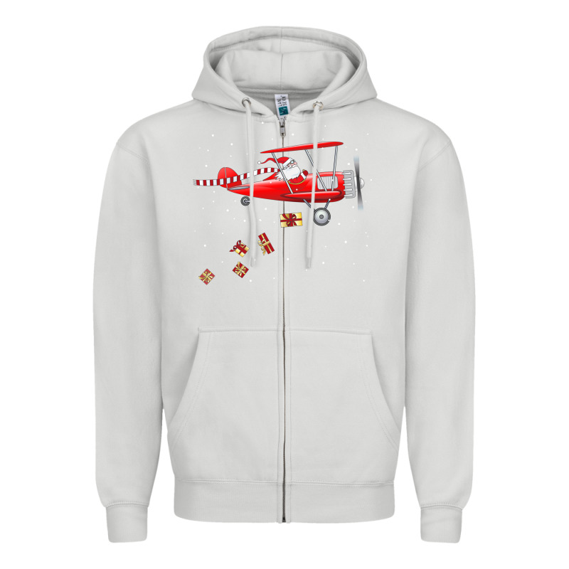 Christmas Santa Claus Pilot Flying Airplane Gift Tee Zipper Hoodie by linhVisuals | Teevron