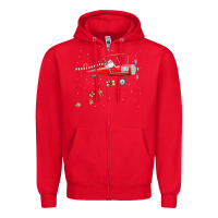 Red christmas santa claus pilot flying airplane gift tee Zipper Hoodie - linhVisuals