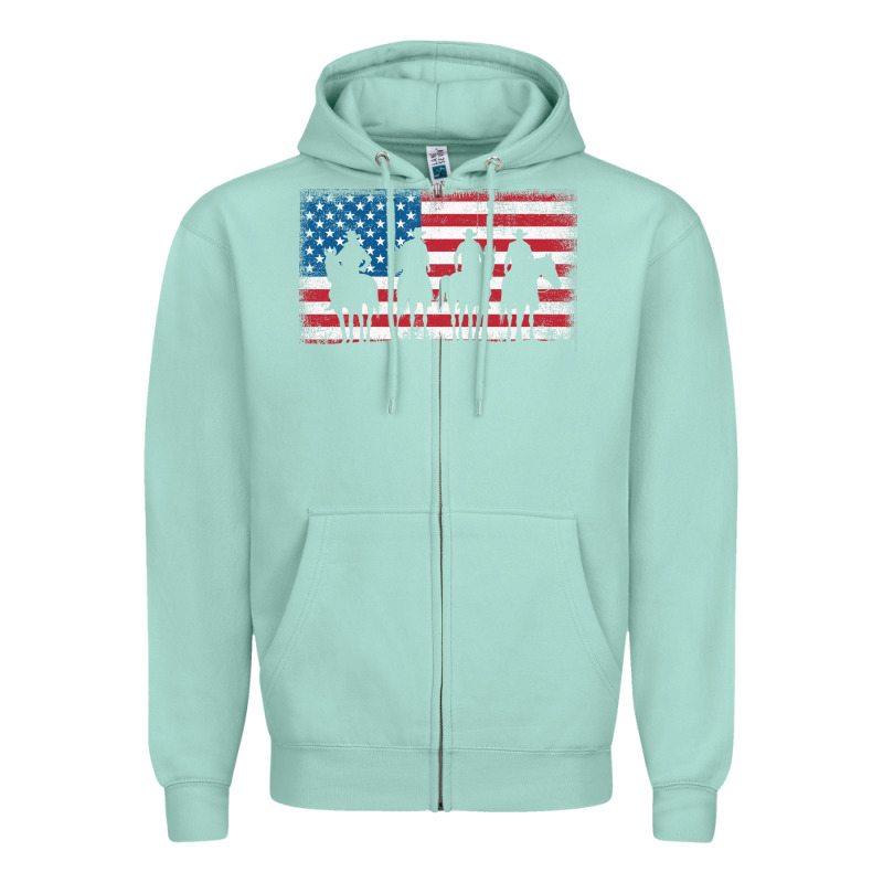 Cowboy Patriotic American Flag 4th Of July Gift Tee Zipper Hoodie by linhVisuals | Teevron