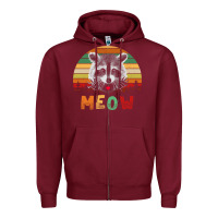 Burgundy funny vintage raccoon meow raccoon lovers Zipper Hoodie - linhVisuals