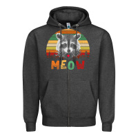 Charcoal Heather funny vintage raccoon meow raccoon lovers Zipper Hoodie - linhVisuals