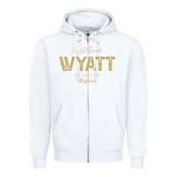 White The Legend Wyatt Funny Personalized Name Zipper Hoodie - linhVisuals