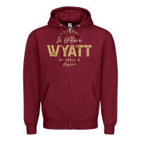 Burgundy The Legend Wyatt Funny Personalized Name Zipper Hoodie - linhVisuals