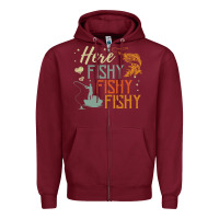 Burgundy here fishy fishy fishy fishing lovers gifts Zipper Hoodie - linhVisuals