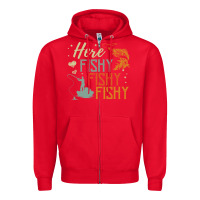 Red here fishy fishy fishy fishing lovers gifts Zipper Hoodie - linhVisuals