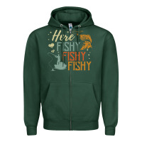 Sports Green here fishy fishy fishy fishing lovers gifts Zipper Hoodie - linhVisuals
